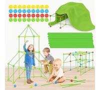 122 Piezas Kit de Construcción para Niños con Tienda, Juego Educativo de Fuerte y Cabaña DIY, Juguete Creativo para Niños y Niñas de 3 a 9 Años