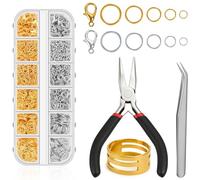 1220 piezas de anillos flexibles de acero inoxidable, juego de anillos flexibles para hacer joyería DIY para eslabones de cadena, pulseras, collares, kit de fabricación de joyas con anillos de salto