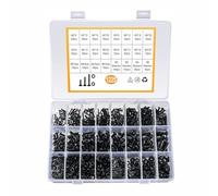 1225 PCS Juego de tornillos de cabeza hexagonal con rosca completa y tuercas,M2/M3/M4/M5,con arandelas y llave hexagonal, con estuche,Acero al carbono,negro