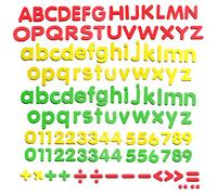 123 Piezas de Letras inglés y números magnéticos con mayúsculas y minúsculas más símbolos para el Vocabulario, Alfabeto inglés, matemáticas (Cada uno Mide Aproximadamente 3 cm x 3.8 cm)