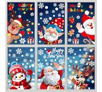 123 piezas de Navidad para ventanas de cristal, 6 hojas de pegatinas navideñas para ventanas, copos de nieve, decoraciones navideñas para ventanas