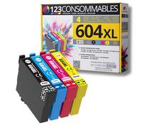 123CONSOMMABLES - 604XL - Cartuchos de tinta compatibles con Epson 604 XL para Expression Home XP-2200 XP-3200 XP-4200, Workforce WF-2910 WF-2930 WF-2935 WF-2950 (1 negro, 1 cian, 1 magenta y 1