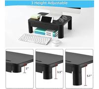 (125) Soporte elevador para computadora con cajón, 3 alturas ajustables, soporte para monitor integrado