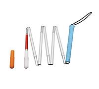 125cm Aluminio Bastón Blanco para Ciegos y Baja Vision Plegable 7 Secciones con 2 Punta