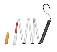 125cm Aluminio Bastón Blanco para Ciegos y Baja Vision Plegable 7 Secciones con 2 Punta