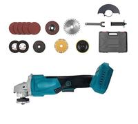 125mm Amoladora angular inalámbrica compatible con Makita 18V batería (sin bateríe), 900 W, 9000 rpm, amoladora angular sin escobillas con 3 velocidades, 12 discos, mango adicional y caja de plástico