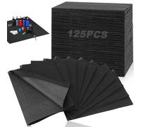 125Pcs Baberos Dentales Desechables, Sábana Tatuaje Desechable Impermeable 34x45cm, Fundas Tapete Mesa Tatuajes Cuadrado Negro 3 Capas para Limpieza Dentale, Salón de Uñas, Paciente Tela no Tejida