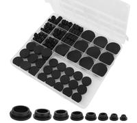 125uds Caja de Enchufes de Goma Negra, Varios Tamaños Tapones Goma para Agujeros Redondos Tapón Silicona Flexible e Impermeable Apto para Cableado Automóviles y Muebles