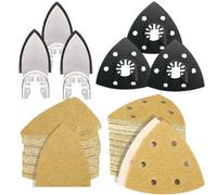 126 Juego de papel de lija multiherramienta de 93 mm, compatible con lijadoras Makita y Delta Fein en diferentes granos, ideal para lijar madera dura en áreas estrechas, reparación de paredes