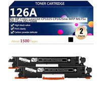 126A CE310A CE311A CE312A CE313A Cartuchos de Tóner Compatibles para HP Color LaserJet CP1025 CP1025nw MFP M175a Impresoras, Alto Rendimiento 1500 Páginas, Impresión de Alta Definición,Black-2 Pack