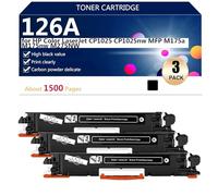126A CE310A CE311A CE312A CE313A Cartuchos de Tóner Compatibles para HP Color LaserJet CP1025 CP1025nw MFP M175a Impresoras, Alto Rendimiento 1500 Páginas, Impresión de Alta Definición,Black-3 Pack