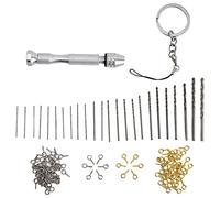 126Pcs Hand Twist Drill Kit | 0.3-3.4mm Adjustable Chuck for Electronics/Miniatures/DIY | 24 Drill Bits + 100 Eye Screws + Key Ring | Aluminum Alloy Construction