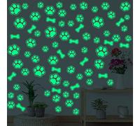 127 calcomanías de huellas de perro que brillan en la oscuridad, calcomanías de pared con estampado de huellas de perro, calcomanías de pared de perro, calcomanías luminosas extraíbles de vinilo para