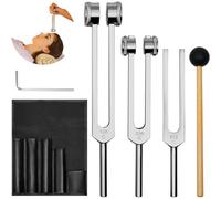 128 Diapasones for Sanación, Instrumento Curativo Propelify De 128 Hz Con Martillo De Reflejos, For Sanación De Chakras, Terapia De Sonido Y Meditación, Activador Sensorial De Diapasón(3PCS)