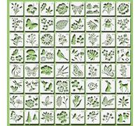 128 Piezas Flor Plantillas Pintura Pequeño Set Flores y Pájaros para Pintar Stencil para Niños Lienzo de Pared DIY Decoración