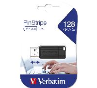 Unidad USB Verbatim PinStripe 128 GB USB 2.0 Negra con Tapa