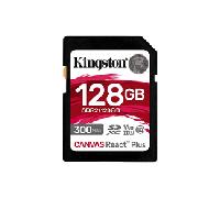 Kingston Technology 128GB Canvas React Plus SDXC UHS-II 300R/260W U3 V90 for Full HD/4K/8K