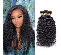 12A 3 paquetes de 3 paquetes de cabello humano ondulado de agua de 14, 16 y 18 pulgadas, 100 % sin procesar, extensiones de cabello humano brasileño, color natural