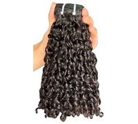 12A Double Weft Pixie Bouncy Curly Human Hair 1 Bundle Burmese Unprocessed Brazilian Raw Virgin Hair Quick Weave Extensions Natural Color Quick Weave(14 Inch)