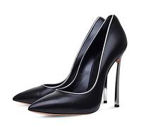 WOkismD 12CM/ 4.72IN Sexy Boca Superficial Metal Stiletto Zapatos De Tacón Alto Gran Tamaño Catwalk Party Tacones Altos,Negro,42 EU