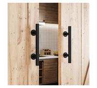 12in deslizamiento de madera granero manija puerta acero inoxidable/al carbono conjunto plomo pull súplica tirar la interior trabajo pesado Hardware Suave, silencioso(Silver)