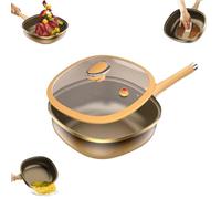 12in Titanium AlloNon-stick Pot with Lid, Non-stick Cooking Titanium Pan, Titaniums Wok for Cooking Non Stick Frying Pans with Lids With Ergonomic Stay-Cool Handles for Cookings, Frying (1set)