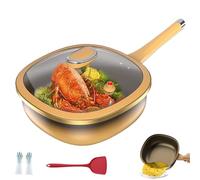 12in Titanium Alloy Non-Stick Pot with Lid, Frying Pan for Cooking & Baking, Works on Induction & Gas, with Kitchen Gloves & Silicone Spatula (Pot + Lid)
