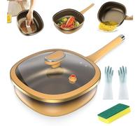 12in Titanium Alloy Non-Stick Pot with Lid, Large Capacity Deep Saute Titanium Pans with Steamer for Cooking, Frying, Baking, with Ergonomic Heat-Resistant Handle (1PC)
