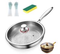 12in Titanium Alloy Non-Stick Pot with Lid, Large Capacity Deep Saute Titanium Pans with Steamer for Cooking, Frying, Baking, with Ergonomic Heat-Resistant Handle (1PC,11.81in)