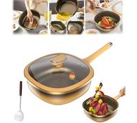 12in Titanium Alloy Non-Stick Pot with Lid, Multi-Purpose Deep Saute Pan, Easy Cleanup Durable Frying Pans for Frying Eggs, Stir-frying, Stewing, Braising and Other Cooking Methods