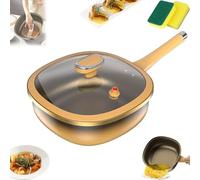 12in Titanium Alloy Non-stick Pot with Lid, Multi-Purpose Deep Saute Pan with Steamer Basket, Nonstick Frying Pan Cookware Sets, with Ergonomic Stay-Cool Handles, for Frying, Baking (Pot/Lid)