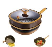 12in Titanium Alloy Non-Stick Pot with Lid, Multi-Purpose Deep Saute Pan, with Steamer Basket Stay-Cool Handles, Works Flawlessly on Induction, Gas, Electric (With steamer)