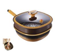 12in Titanium Alloy Non-stick Pot with Lid, Multi-Purpose Deep Saute Pan with Steamer Basket, With Ergonomic Stay-Cool Handles, Works Flawlessly on Induction, Gas, Electric (Lid+steamer)