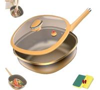 12in Titanium Alloy Non-Stick Pot with Lid, Multi-purpose Large Capacity Deep Saute Pan with Steamer Basket Stay-Cool Handles for Cooking, Frying, Baking on Gas, Electric (without steamer)