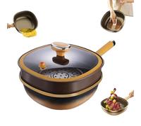 12in Titanium Alloy Non-Stick Pot with Lid, Multi-Purpose Non-Stick Frying Pan, Titanium Non-Stick Cookware, Ergonomic Stay-Cool Handles, for Cooking, Frying, Baking (Regular + Steamer)