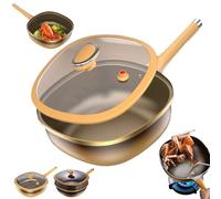 12in Titanium Alloy Non-Stick Pot with Lid, Multi-Purpose Titanium Frying Pans Nonsticks for Frying Eggs, Stir-frying, Stewing, Braising and Other Cooking Methods (Pot + Lid)