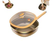 12in Titanium Alloy Non-Stick Pot with Lid, Non Stick Frying Pans, Titanium Pans for Cooking, Ergonomic Stay-Cool Handles for Cooking, Frying, Baking (Yellow)
