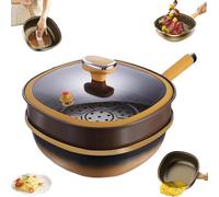 12in Titanium Alloy Non-Stick Pot with Lid,Non Stick Frying Pans with Ergonomic Stay-Cool Handles,for Frying Stir-frying Stewing Braising Cooking Methods (Pot+Lid+Steamer)