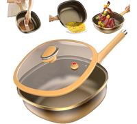 12in Titanium Alloy Non-Stick Pot with Lid, Non Stick Frying Titanium Pan with Ergonomic Stay-Cool Handle, Multi-functional Large Capacity for Cooking, Frying, Baking (Pot + Lid)