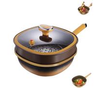 12in Titanium Alloy Non-Stick Pot with Lid, Titanium Pans for Cooking, Non Stickt Frying Pan with Lids, Works Flawlessly on Induction, Gas, Electric (Pot + Lid) (With steamer)