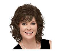 12inch Women Synthetic Hair Wigs Short Curly with Bangs Shoulder Length Wig(Silvery)