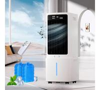 12L Enfriador de Aire con 2 Bloques de Hielo, 3 en 1 Climatizador Evaporativo Portátil, Mando a Distancia, 3 Velocidades, Temporizador, Oscilación para Dormitorio