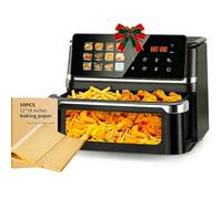 12L Freidora aire ventana de visualización pantalla táctil 12 programas de cocción:hornear,recalentar,gratinar,descongelar,etc.Incluye 50 hojas de air fryer papel de horno profesional