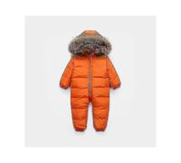 (12M,Orange)Russian New Jumpsuit Kids Winter Wear Baby Boy Snowsuit Parka Nature Fur 90% Duck Down Jacket For Girl Clothes Coat Overalls-ZZY