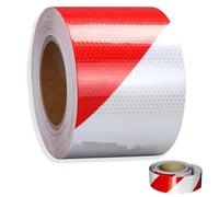 12m x 5cm Cinta Adhesiva Reflectante, Cinta de Marcado Autoadhesiva, Roja Blanca Seguridad Cinta Adhesiva Pegatinas Reflectantes Precaución para Coche Camión Bicicleta