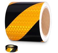 12m x 5cm Cinta Adhesiva Reflectante, Cinta de Marcado Autoadhesiva, Seguridad Cinta Adhesiva Pegatinas Reflectantes Precaución para Coche Camión Bicicleta (Negro y Amarillo)