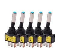 12mm Auto Car Toggle Switch ASW-15D SPST 2 Position 3pin ON OFF 24V DC Red Green Blue Yellow White 5/10Pcs(Blue LED,10pcs)