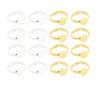 12mm Base de Anillo de Ajuste 16 Juegos de Anillos de Bisel de Acero Inoxidable con Cabujones de Vidrio Semirredondos Componente de Anillos de Dedo，2 colores