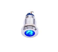 12mm Metal LED Indicator Light Red Green Blue 12V 24V 220V Chrome Signal Screw Terminal For Car 1Pcs(Blue,12-24V)