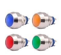 12mm Pushbutton 4Pins LED Light Metal On Off Push Button Switch 110-220V Momentary Latching Push-button 1Pcs(Blue Led,Momentary)